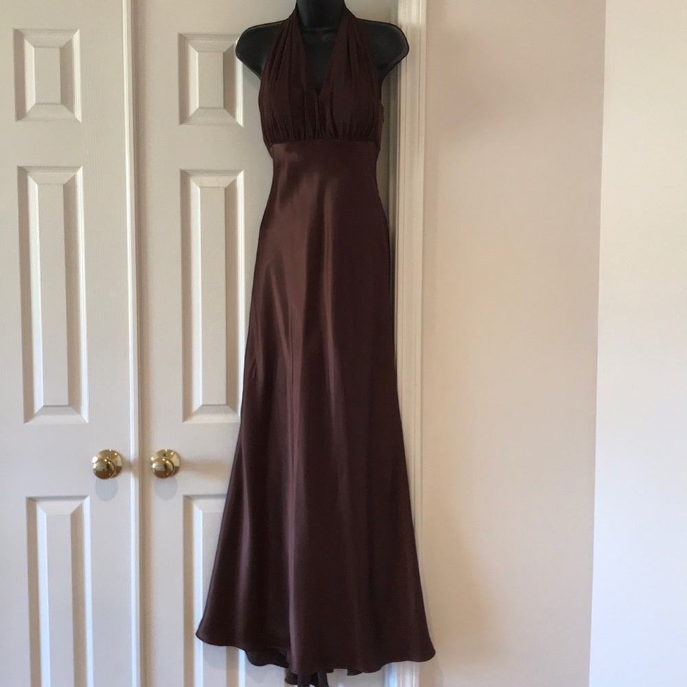 Chocolate Brown Halter Evening Gown by Cache
